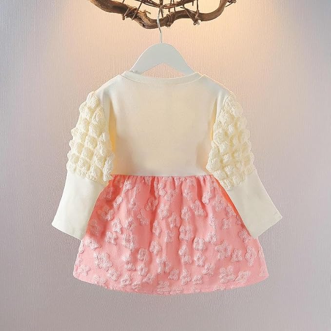 Baby Girl Long Sleeve Princess Dress – Soft Cotton Round Neck Flower Dress for Toddler Girls, Birthday, Party & Casual Wear - Image 4