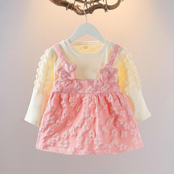 Baby Girl Long Sleeve Princess Dress – Soft Cotton Round Neck Flower Dress for Toddler Girls, Birthday, Party & Casual Wear - Image 3