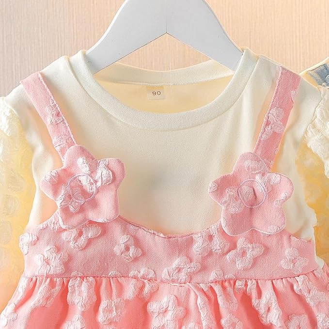 Baby Girl Long Sleeve Princess Dress – Soft Cotton Round Neck Flower Dress for Toddler Girls, Birthday, Party & Casual Wear - Image 2
