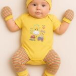 EIO New Born Baby Multi-Color Cotton Sleep Suit Romper Body Jumpsuti Body Suit for Boys - yellow mango