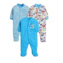 100% Cotton Rompers Sleepsuits Jumpsuit Night Suits for Infants Newborn Baby Boys - Tarquiose