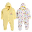 EIO 100% Cotton Hooded Baby Rompers Combo Pack 2 - Yellow