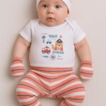 EIO New Born Baby Multi-Color Cotton Sleep Suit Romper Body Jumpsuti Body Suit for Boys - white peach