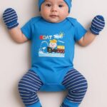 EIO New Born Baby Multi-Color Cotton Sleep Suit Romper Body Jumpsuti Body Suit for Boys - Royal Blue