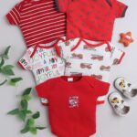New Born Baby Multi-Color Cotton Sleep Suit Romper Body Jumpsuti Body Suit for Boys and Girls Combo Set of 5 - red