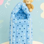 3 in 1 Baby Bed Cum Bedding Set/Baby Carrier/Sleeping Bag Pack of 1 - Blue DOT