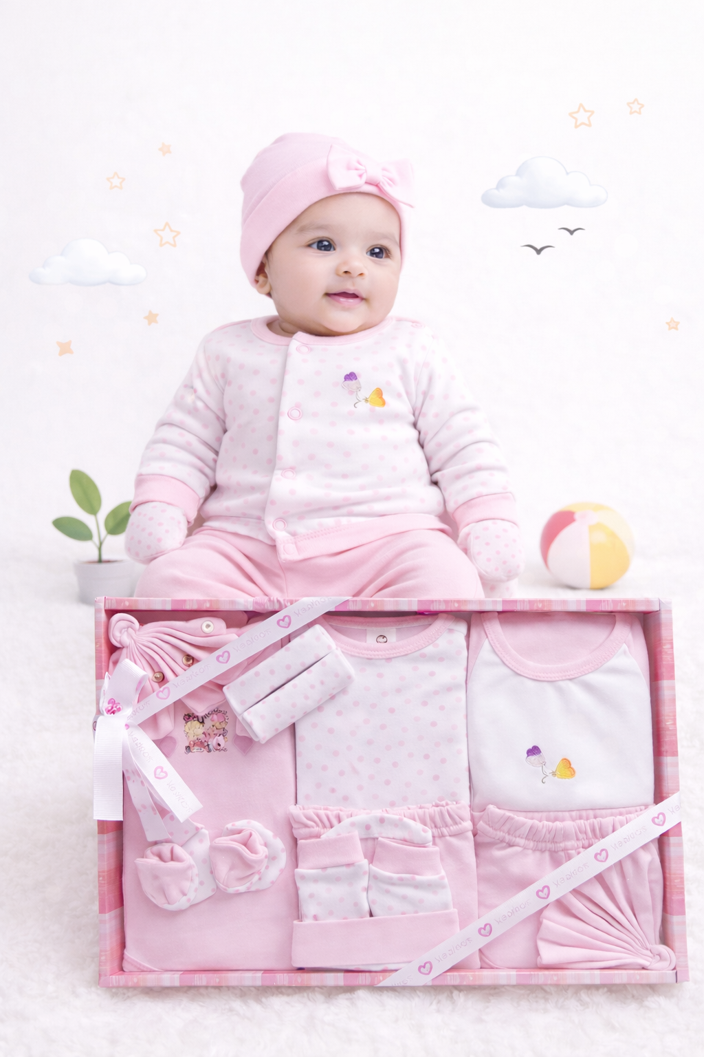 EIO Complete Newborn Baby Gift Set – Soft Cotton Baby Clothing Kit -13 Pieces