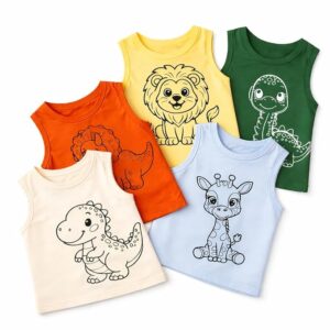 EIO Sleeveless T Shirt Set for Baby Boys Printed Clothing Set for Kids Combo of 5