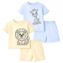 EIO Baby Boys Printed Half Sleeve T-Shirt & Shorts Set – Kids Clothing Combo - Yellow-Blue