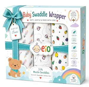 100 % Cotton Muslin Swaddle Cloth for Newborn Baby Baby Wrapping Cloth & Receiving Blanket Pack of 3, 120x100 cm,