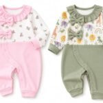 EIO® Premium Cotton Baby Rompers & Sleepsuits (Pack of 2) - Blush Pink & Sage Green