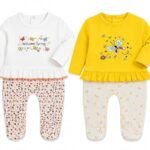 EIO® Premium Cotton Baby Rompers & Sleepsuits (Pack of 2) - White Yellow