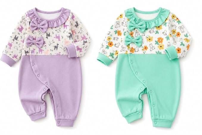 EIO® Premium Cotton Baby Rompers & Sleepsuits (Pack of 2) - Image 3