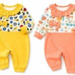 EIO® Premium Cotton Baby Rompers & Sleepsuits (Pack of 2) - Yellow & Peach
