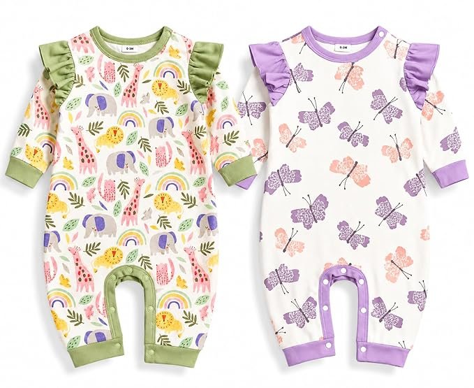EIO® Premium Cotton Baby Rompers & Sleepsuits (Pack of 2)