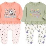 EIO® Premium Cotton Baby Rompers & Sleepsuits (Pack of 2) - Peach Green
