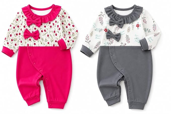 EIO® Premium Cotton Baby Rompers & Sleepsuits (Pack of 2)
